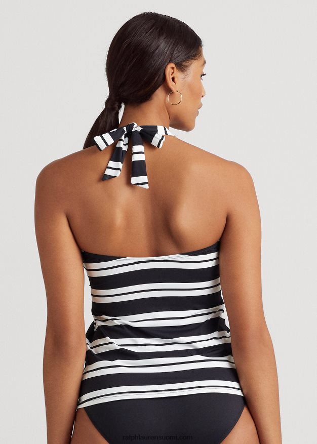 Ralph Lauren naiset raidallinen bandeau tankini 0Z24ZR4189 musta valkoinen