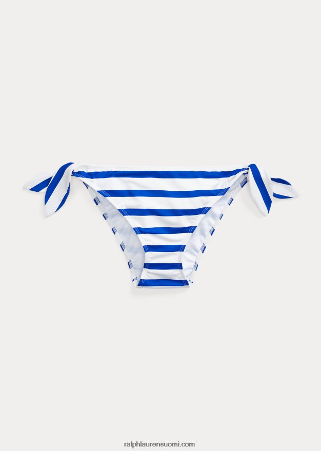 Ralph Lauren naiset raidallinen sivusolmittava hipster-bikinialaosa 0Z24ZR4162 kuninkaallinen sininen/valkoinen