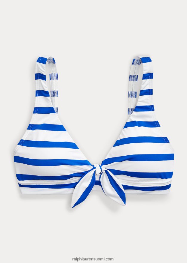 Ralph Lauren naiset raidallinen solmittava bikinipaita 0Z24ZR4161 kuninkaallinen sininen/valkoinen