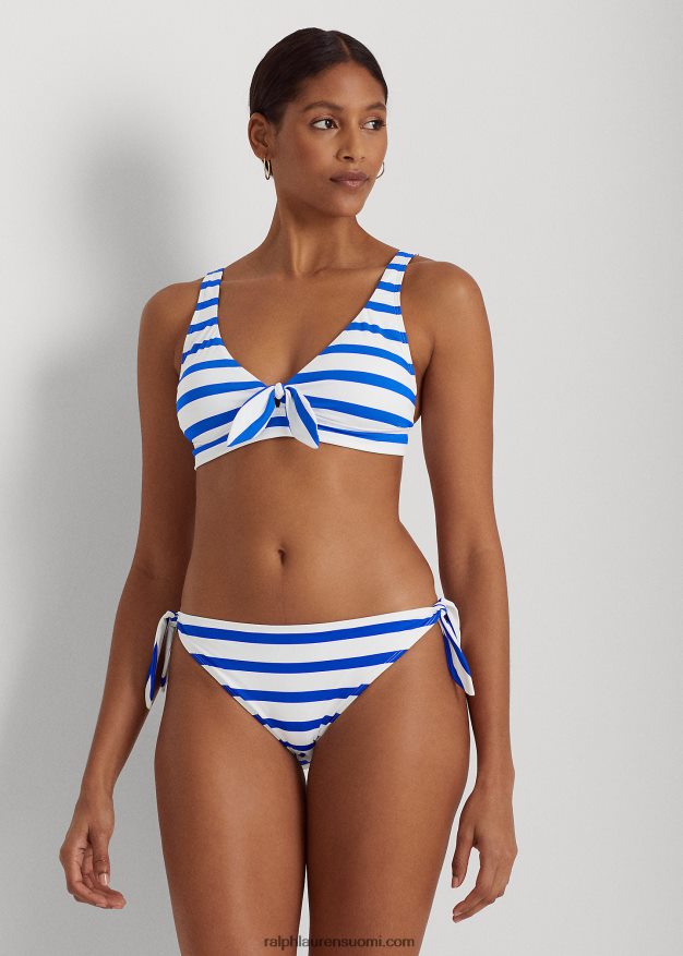 Ralph Lauren naiset raidallinen solmittava bikinipaita 0Z24ZR4161 kuninkaallinen sininen/valkoinen