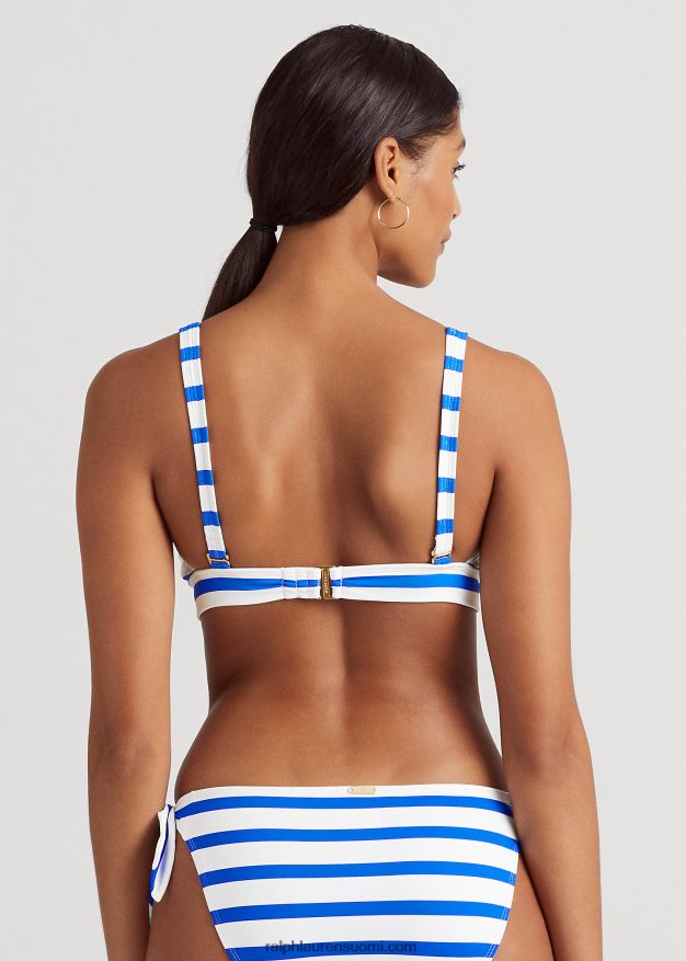 Ralph Lauren naiset raidallinen solmittava bikinipaita 0Z24ZR4161 kuninkaallinen sininen/valkoinen