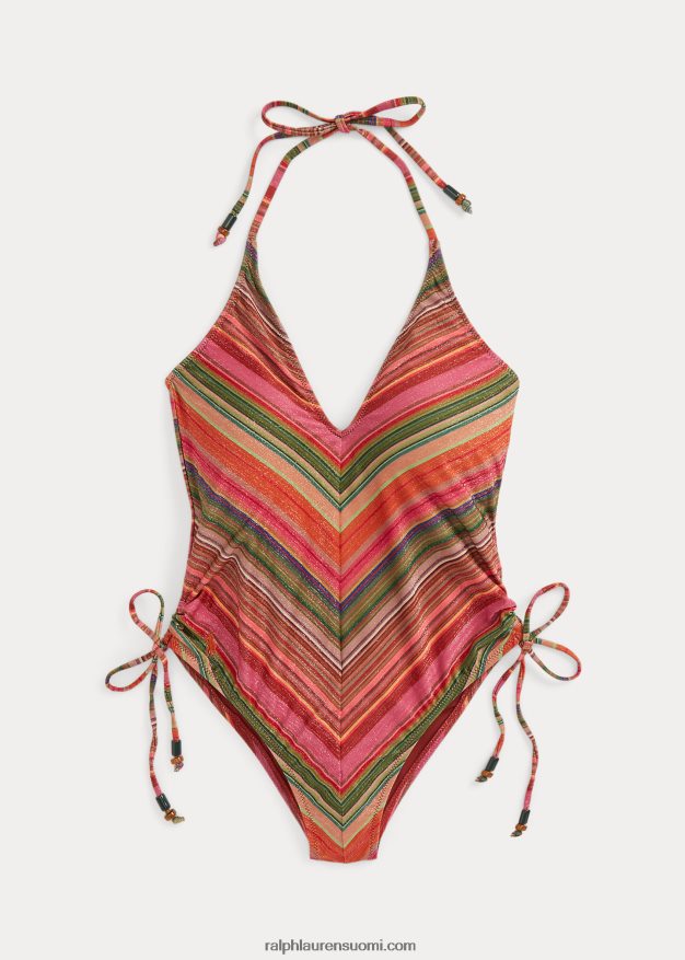 Ralph Lauren naiset raidallinen yksiosainen riimu uimapuku 0Z24ZR3144 multi