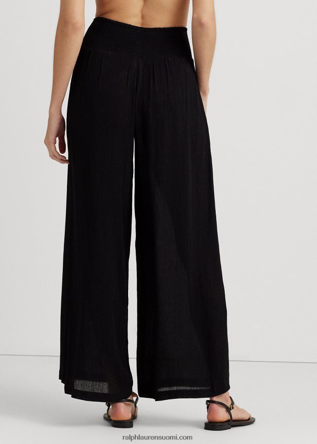 Ralph Lauren naiset smocked leveälahkeiset housut 0Z24ZR4200 musta