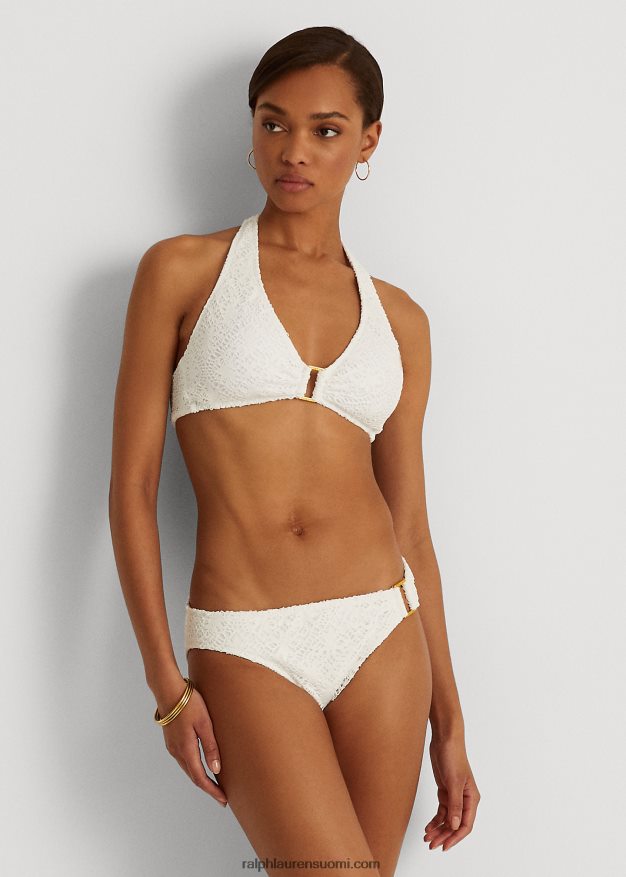Ralph Lauren naiset virkattu rengas-eturiimu bikinipusero 0Z24ZR9457 valkoinen