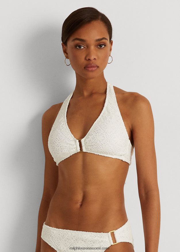 Ralph Lauren naiset virkattu rengas-eturiimu bikinipusero 0Z24ZR9457 valkoinen