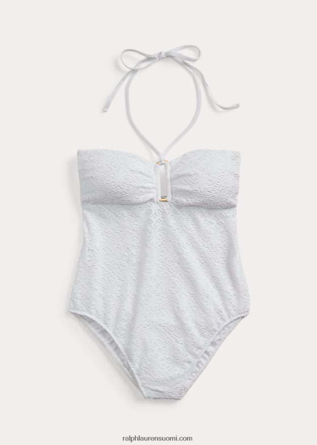 Ralph Lauren naiset virkattu rengasetunauha yksiosainen 0Z24ZR9453 valkoinen
