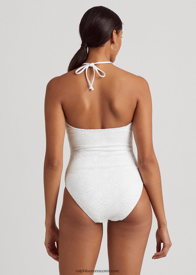 Ralph Lauren naiset virkattu rengasetunauha yksiosainen 0Z24ZR9453 valkoinen