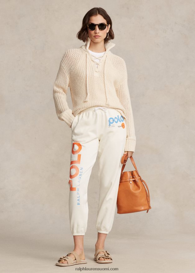 Ralph Lauren naiset logo & wave graafinen fleece-housut 0Z24ZR3050 klubitalo kerma