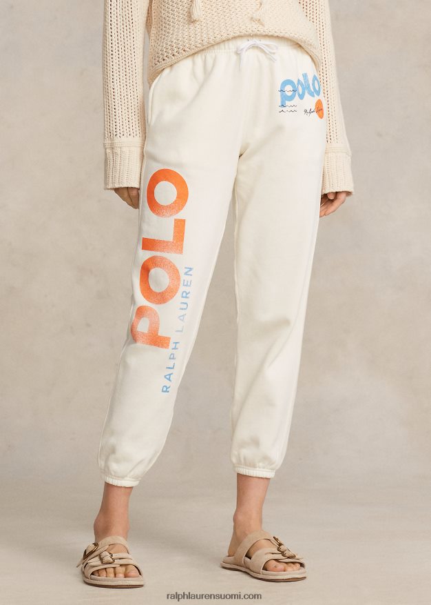 Ralph Lauren naiset logo & wave graafinen fleece-housut 0Z24ZR3050 klubitalo kerma