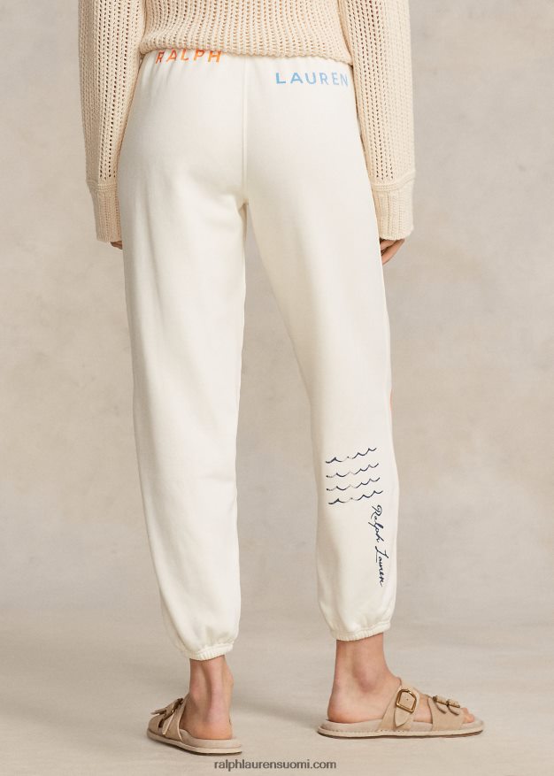 Ralph Lauren naiset logo & wave graafinen fleece-housut 0Z24ZR3050 klubitalo kerma