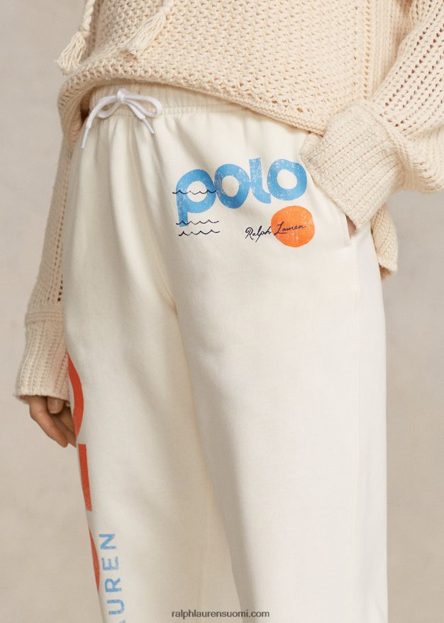 Ralph Lauren naiset logo & wave graafinen fleece-housut 0Z24ZR3050 klubitalo kerma