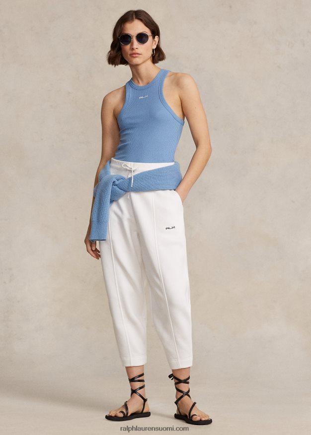 Ralph Lauren naiset puuvillasekoite-fleece-porkkana-housut 0Z24ZR3128 paperi valkoinen