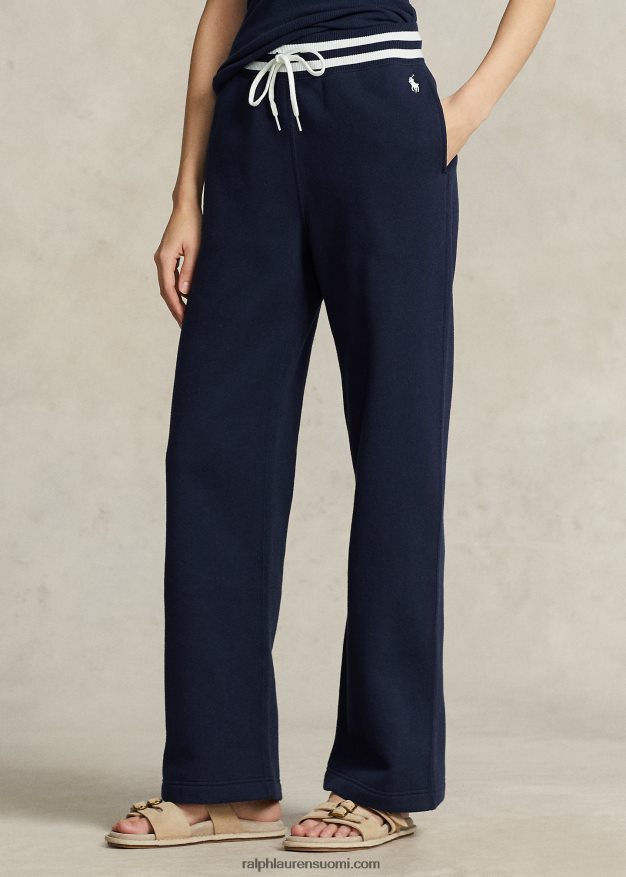 Ralph Lauren naiset raidallinen vyötäröinen fleece-housut 0Z24ZR3101 newportin laivasto