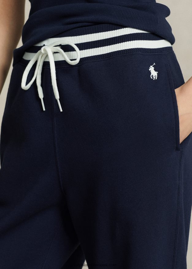 Ralph Lauren naiset raidallinen vyötäröinen fleece-housut 0Z24ZR3101 newportin laivasto