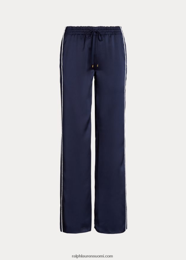 Ralph Lauren naiset sivuraidat charmeuse leveälahkeiset housut 0Z24ZR9553 hienostunut laivasto/valkoinen