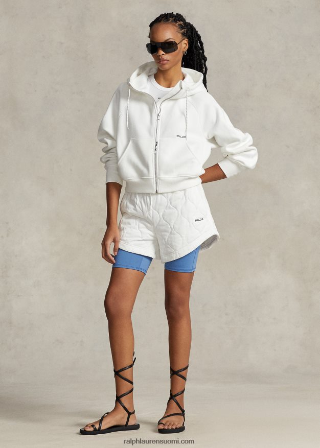 Ralph Lauren naiset Täysvetoketjullinen fleece-dolman-hihainen huppari 0Z24ZR3123 paperi valkoinen
