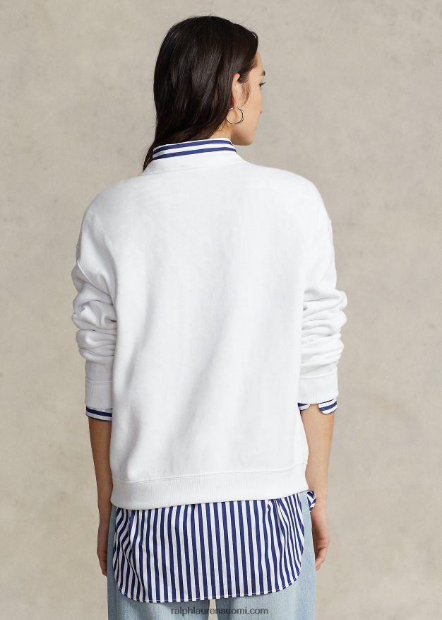Ralph Lauren naiset fleece-neulepusero pyöreäkaula-aukolla 0Z24ZR9094 valkoinen