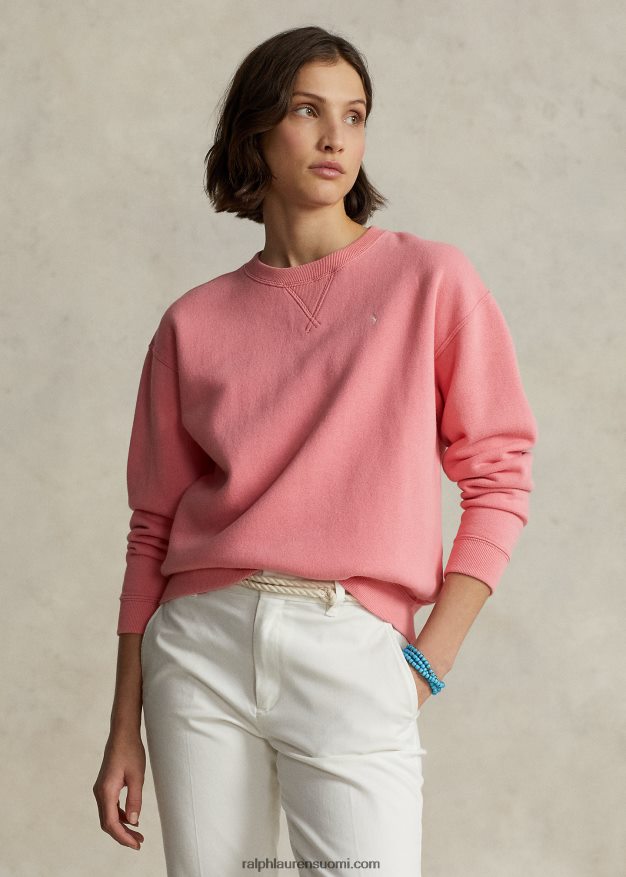 Ralph Lauren naiset fleece-neulepusero pyöreäkaula-aukolla 0Z24ZR9096 dolce pinkki