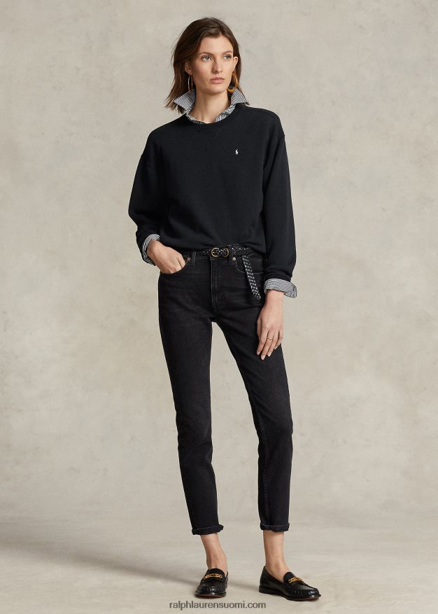 Ralph Lauren naiset fleece-neulepusero pyöreäkaula-aukolla 0Z24ZR9100 musta