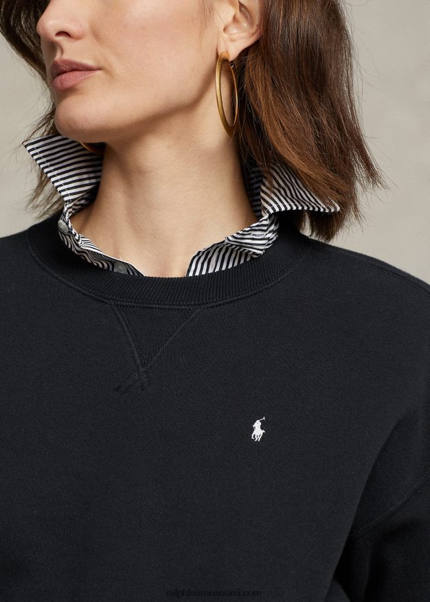 Ralph Lauren naiset fleece-neulepusero pyöreäkaula-aukolla 0Z24ZR9100 musta