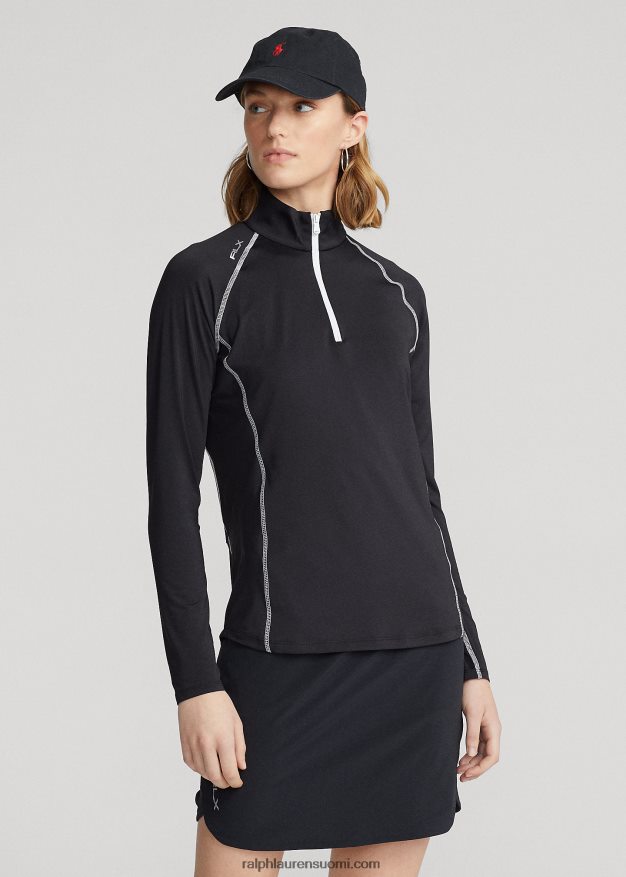 Ralph Lauren naiset jersey vetoketjullinen villapaita 0Z24ZR3700 musta