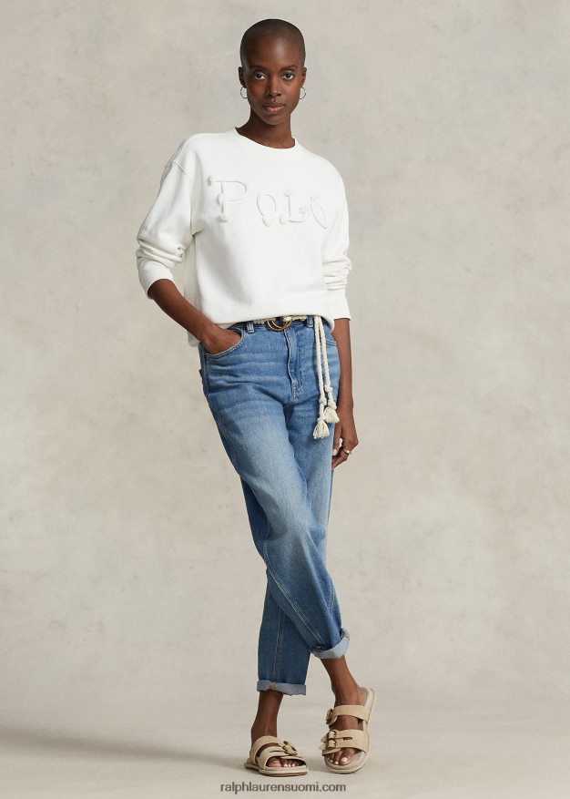 Ralph Lauren naiset köysilogoinen ranskalainen froteepaita 0Z24ZR3106 kannenpesuaine valkoinen