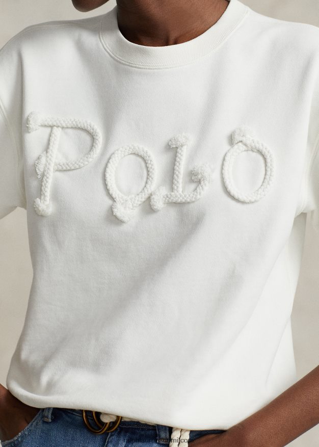 Ralph Lauren naiset köysilogoinen ranskalainen froteepaita 0Z24ZR3106 kannenpesuaine valkoinen