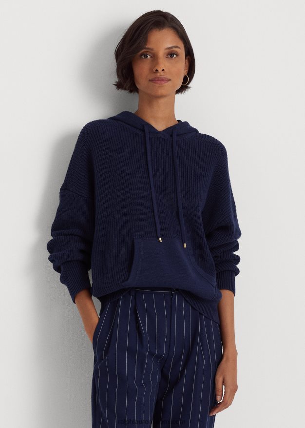 Ralph Lauren naiset kampapuuvillainen huppari 0Z24ZR9568 hienostunut laivasto