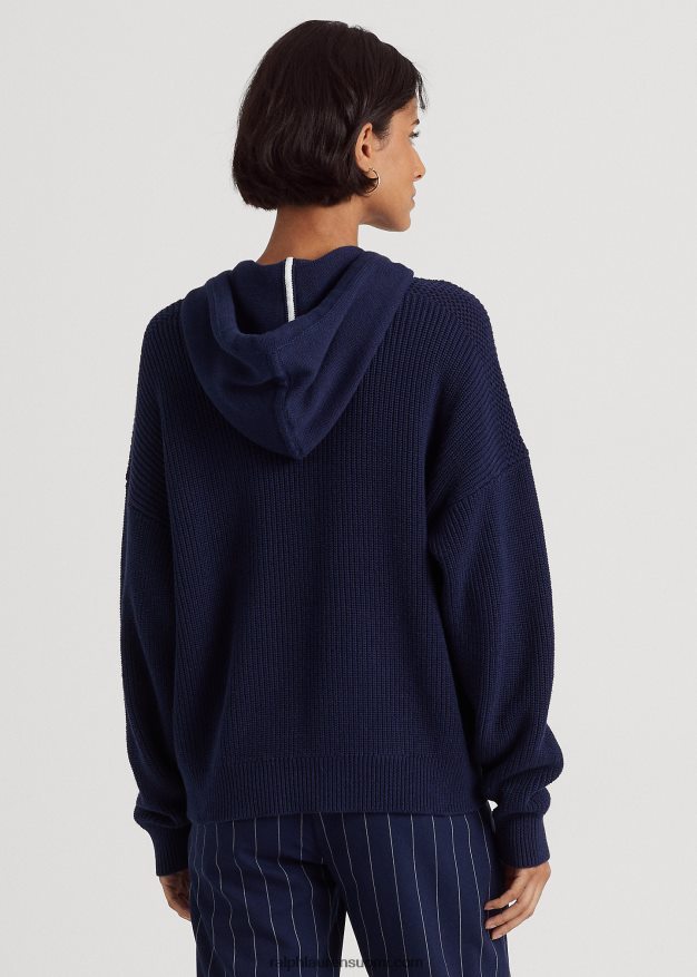 Ralph Lauren naiset kampapuuvillainen huppari 0Z24ZR9568 hienostunut laivasto