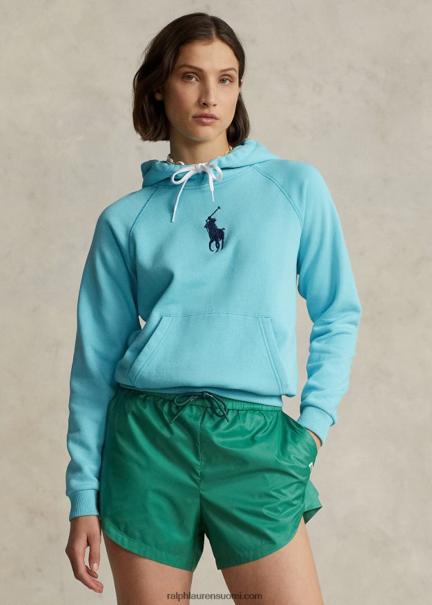 Ralph Lauren naiset kutistunut iso ponifleecehuppari 0Z24ZR3117 ranskalainen turkoosi
