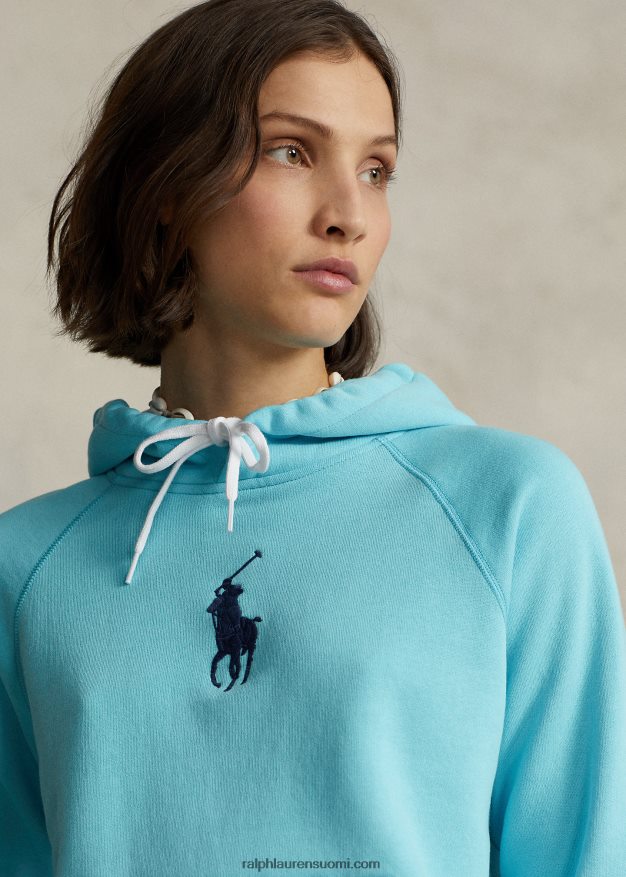 Ralph Lauren naiset kutistunut iso ponifleecehuppari 0Z24ZR3117 ranskalainen turkoosi