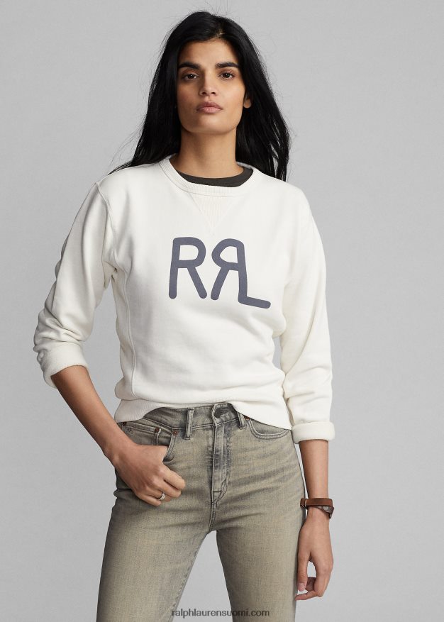 Ralph Lauren naiset logo ranskalainen frotee crewneck college 0Z24ZR3612 pergamentti kerma