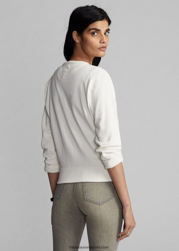 Ralph Lauren naiset logo ranskalainen frotee crewneck college 0Z24ZR3612 pergamentti kerma