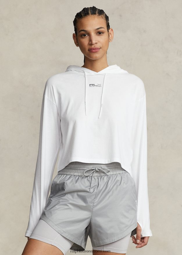 Ralph Lauren naiset lyhennetty puuvillajersey-huppari 0Z24ZR3046 keraaminen valkoinen