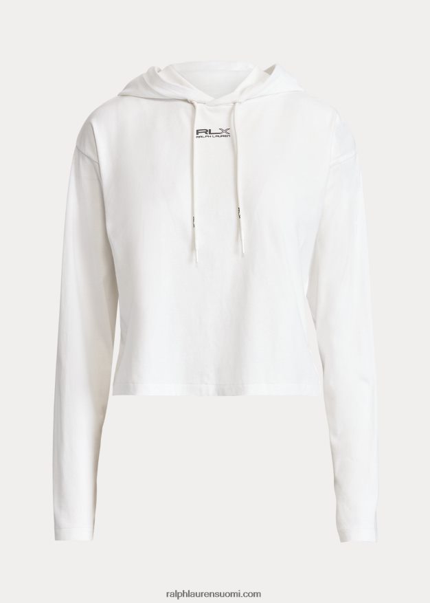 Ralph Lauren naiset lyhennetty puuvillajersey-huppari 0Z24ZR3046 keraaminen valkoinen