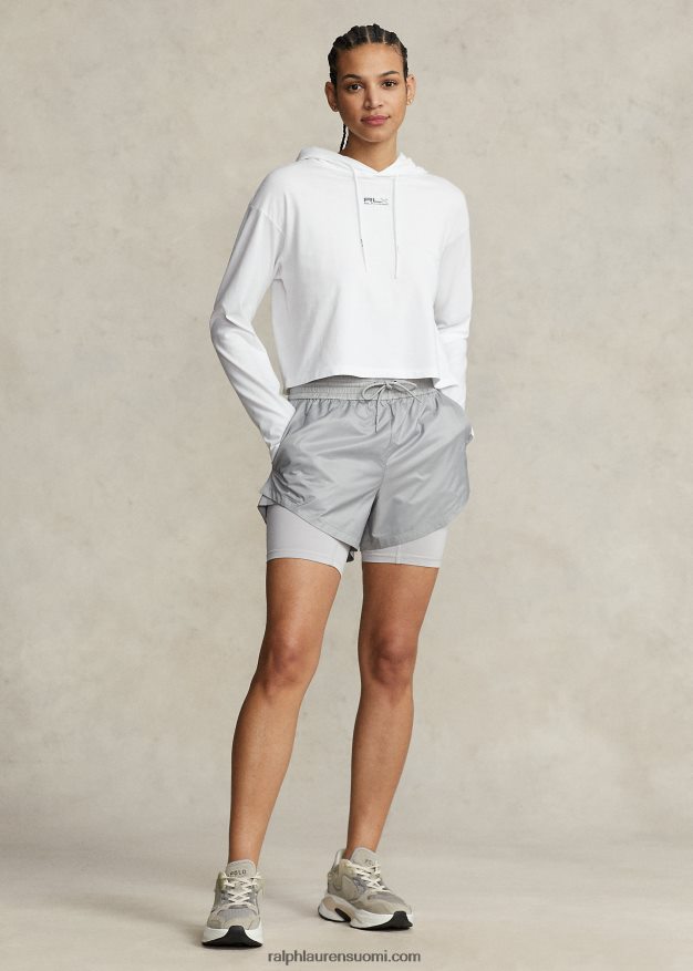 Ralph Lauren naiset lyhennetty puuvillajersey-huppari 0Z24ZR3046 keraaminen valkoinen