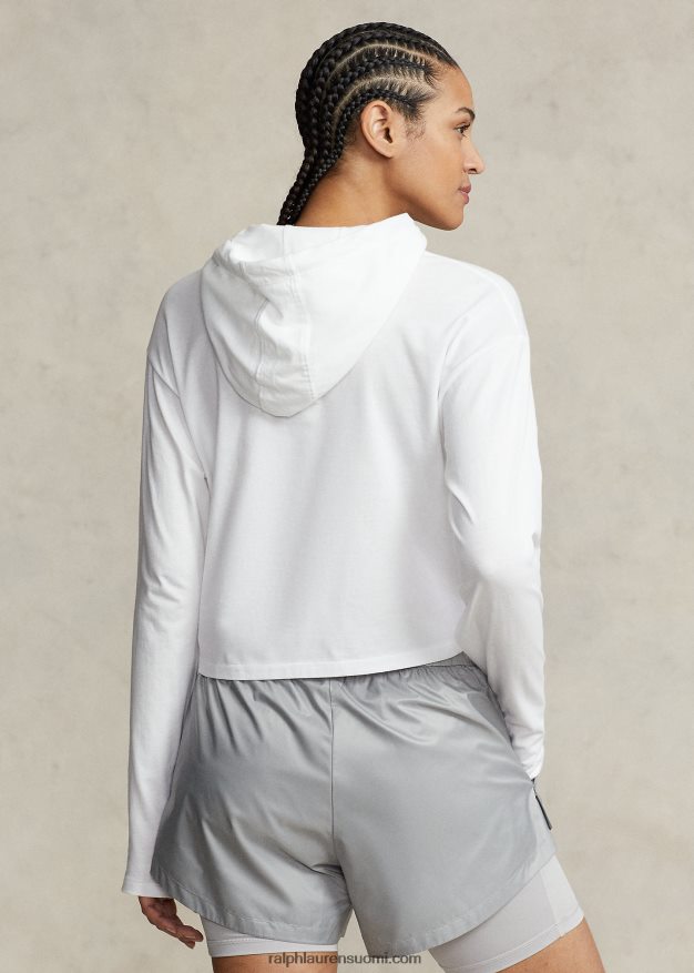 Ralph Lauren naiset lyhennetty puuvillajersey-huppari 0Z24ZR3046 keraaminen valkoinen