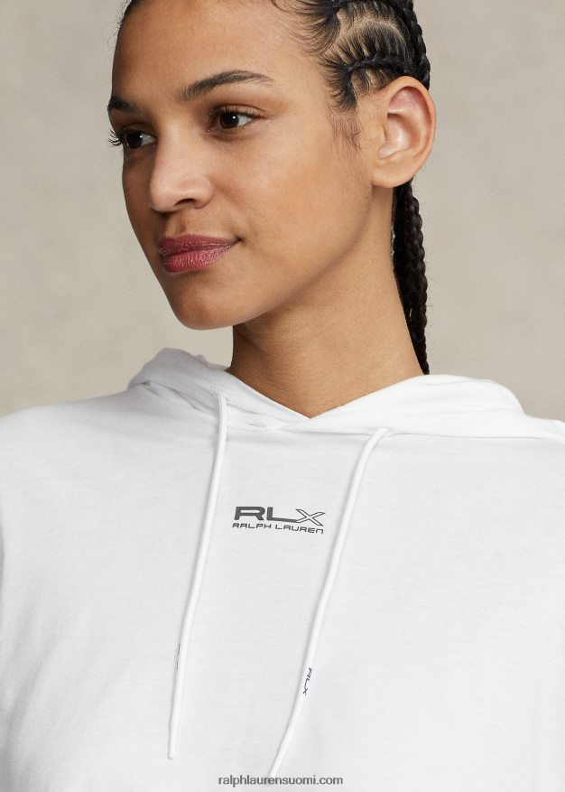 Ralph Lauren naiset lyhennetty puuvillajersey-huppari 0Z24ZR3046 keraaminen valkoinen