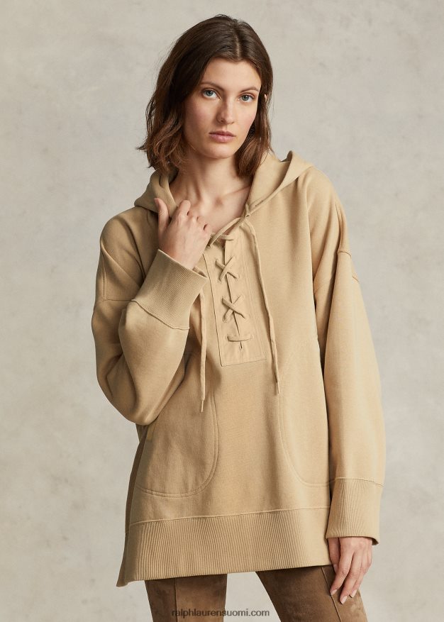 Ralph Lauren naiset oversize nauhallinen fleecehuppari 0Z24ZR3208 hiekkadyyni