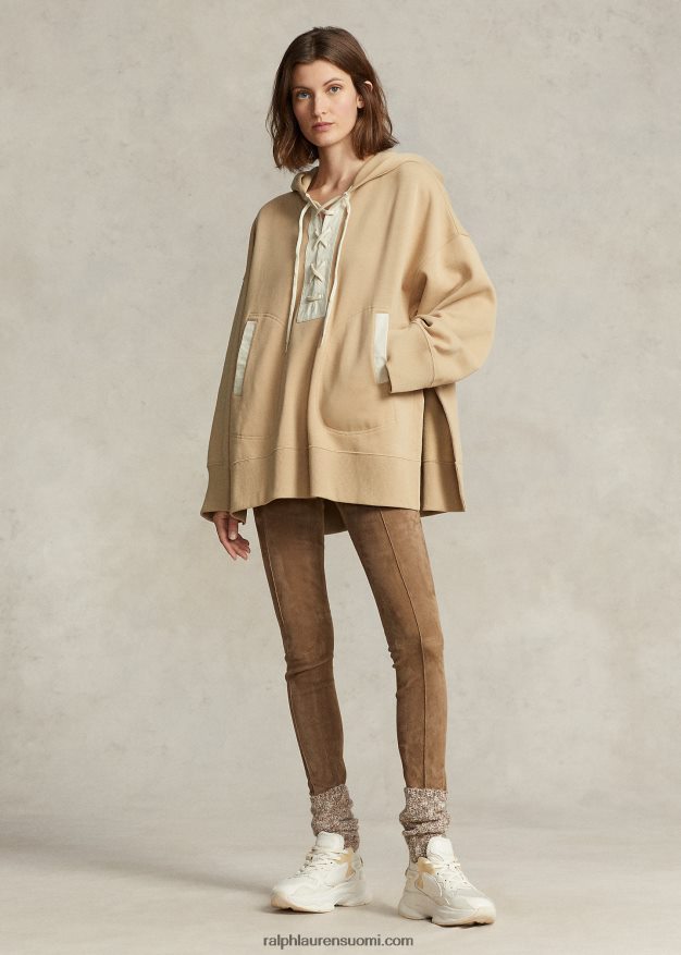Ralph Lauren naiset oversize nauhallinen fleecehuppari 0Z24ZR3208 hiekkadyyni