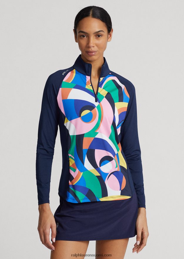 Ralph Lauren naiset painatus neljännesvetoketjullinen villapaita 0Z24ZR3717 riviera abstrakti