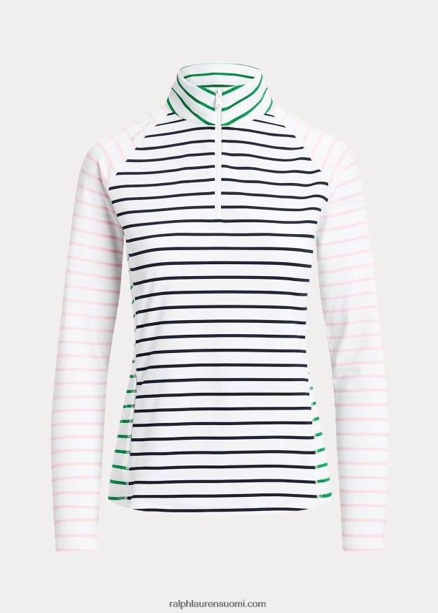 Ralph Lauren naiset raidallinen stretch-jerseypusero 0Z24ZR3719 puhdas valkoinen/laivasto/vaaleanpunainen