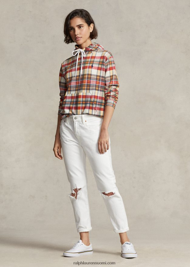 Ralph Lauren naiset ruudullinen kutistettu malli ranskalainen froteehuppari 0Z24ZR3169 madras multi