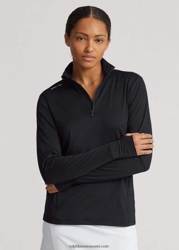 Ralph Lauren naiset stretch-jersey-neljännesvetoketjupusero 0Z24ZR3722 musta