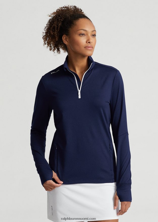 Ralph Lauren naiset stretch-jersey-neljännesvetoketjupusero 0Z24ZR3723 hienostunut laivasto