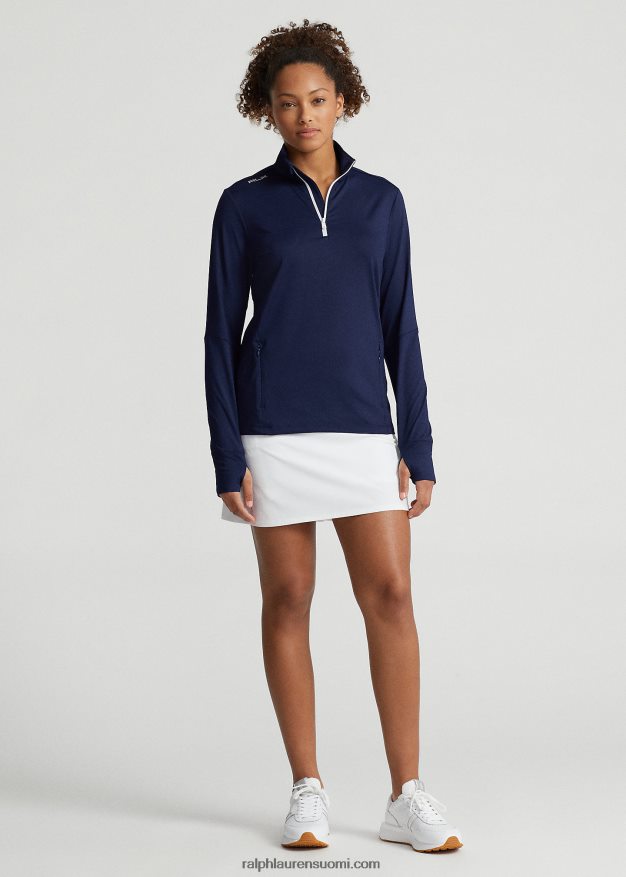 Ralph Lauren naiset stretch-jersey-neljännesvetoketjupusero 0Z24ZR3723 hienostunut laivasto