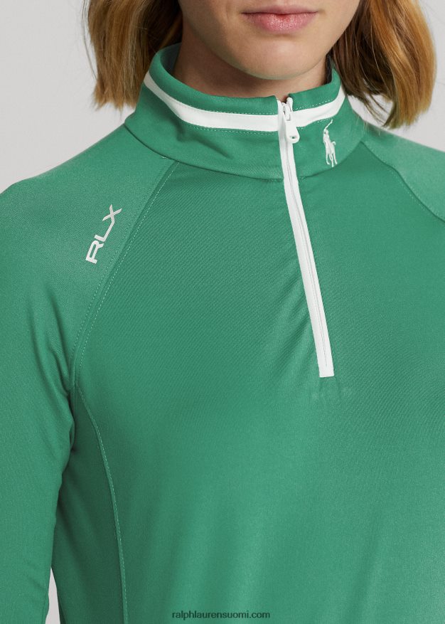 Ralph Lauren naiset stretch-jersey-neljännesvetoketjupusero 0Z24ZR9409 lautanvihreä/keraaminen valkoinen