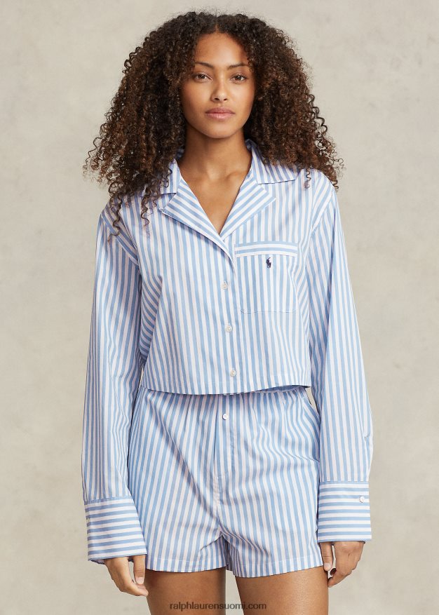 Ralph Lauren naiset crop toppi & boxer popliini pyjamasetti 0Z24ZR2891