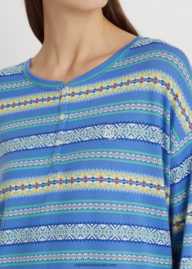 Ralph Lauren naiset fair isle jersey boxer pyjama setti 0Z24ZR9577 sininen printti