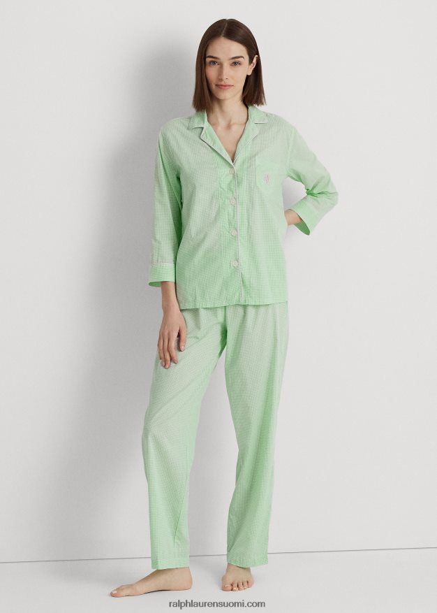 Ralph Lauren naiset gingham puuvillasekoite nurmikon nukkumissetti 0Z24ZR4136 vihreä romaani